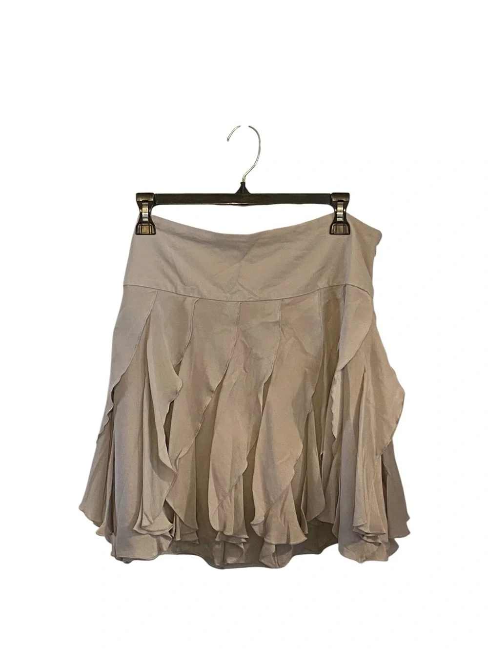Vintage y2k INC Asymmetrical Ruffled Silk Skirt light gray Fairy core soft girl